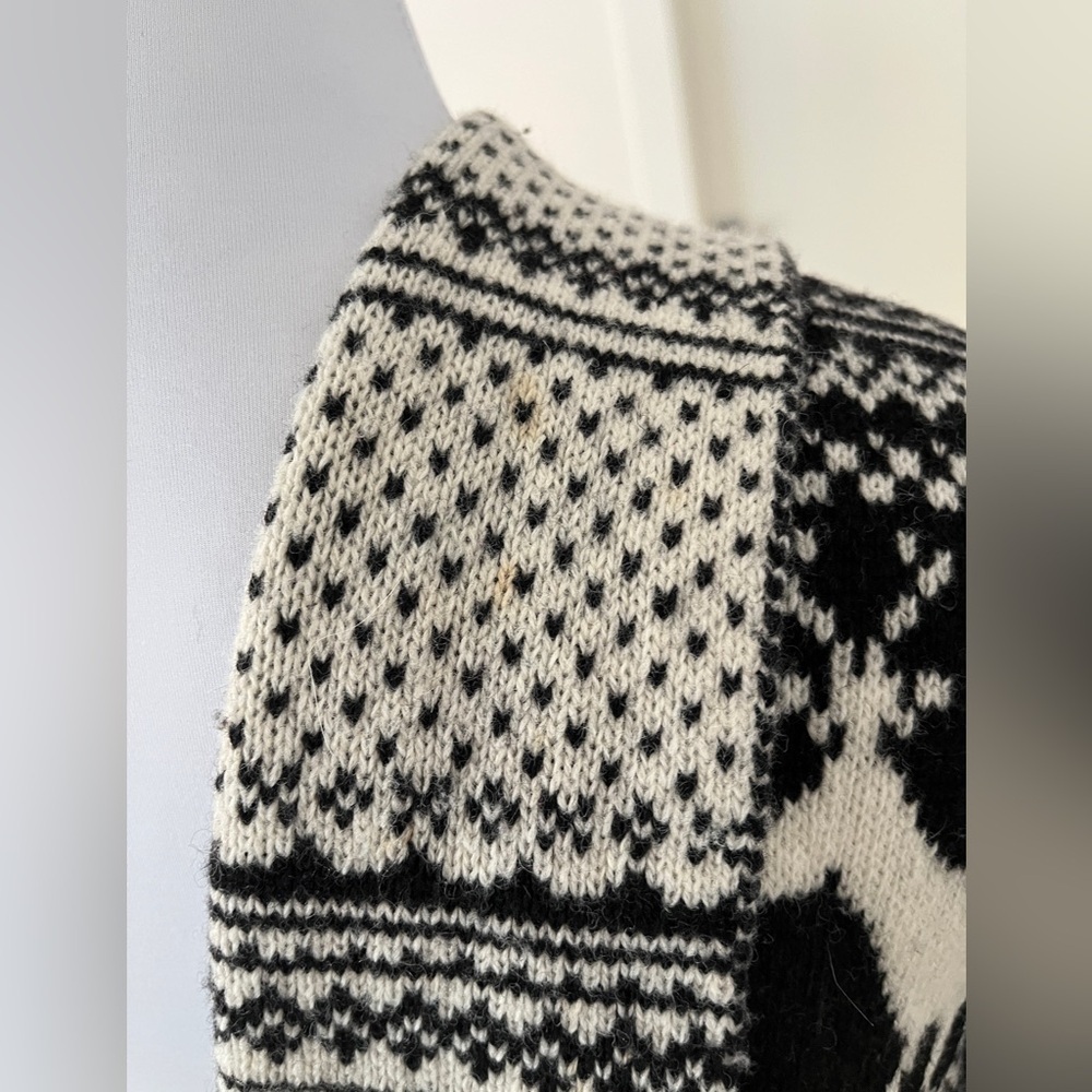 TELLURIDE CLOTHING Sweater Open Front Cardigan Deer Nordic Pattern Lambswool - Picture 17 of 17